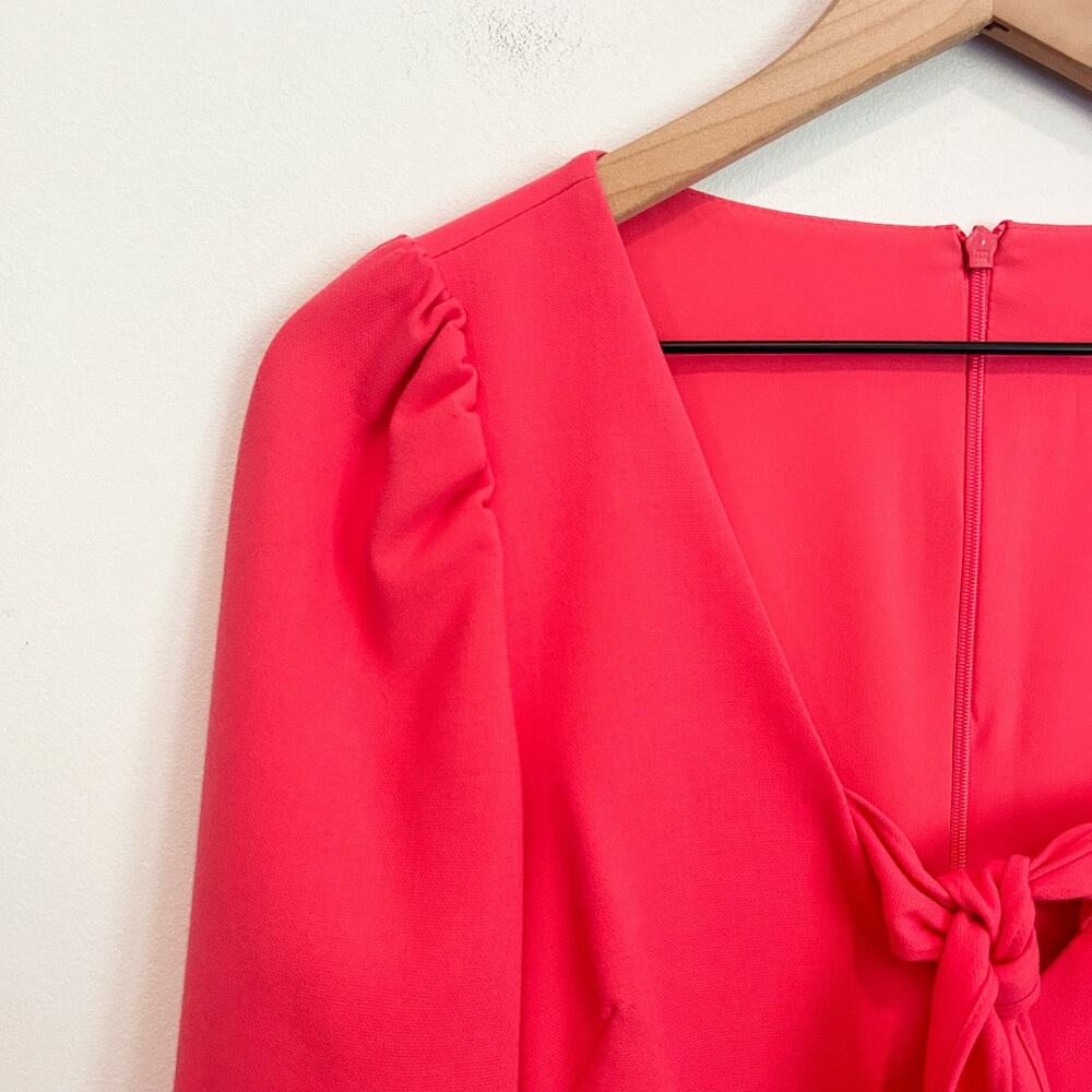 NEW Black Halo Ellen Front Tie Long Sleeve Dress Coral Size 6 - Picture 4 of 9